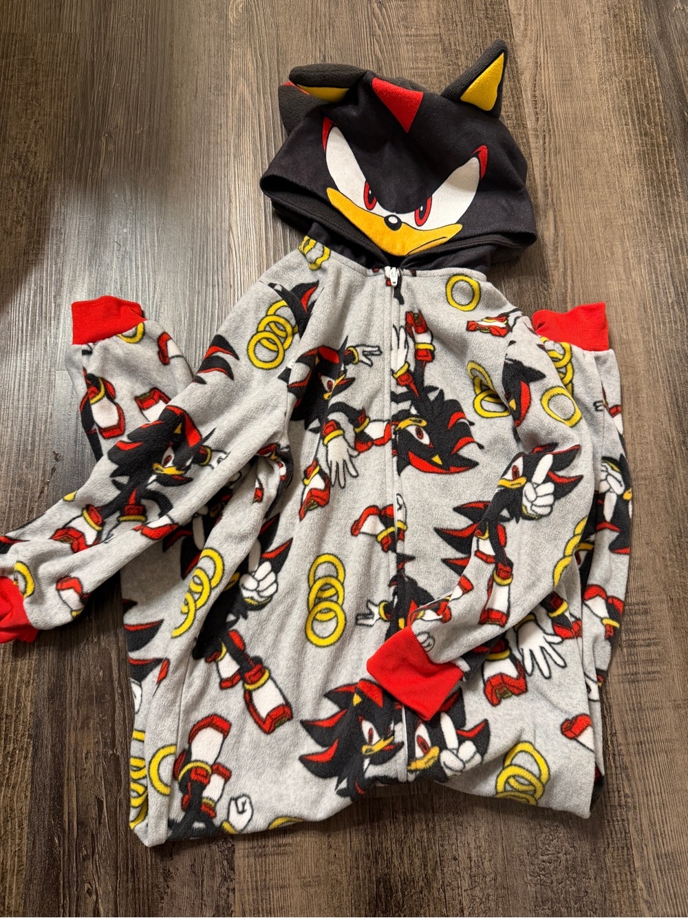 Kids Black & Gray Shadow Character Hooded Fleece Onesie
